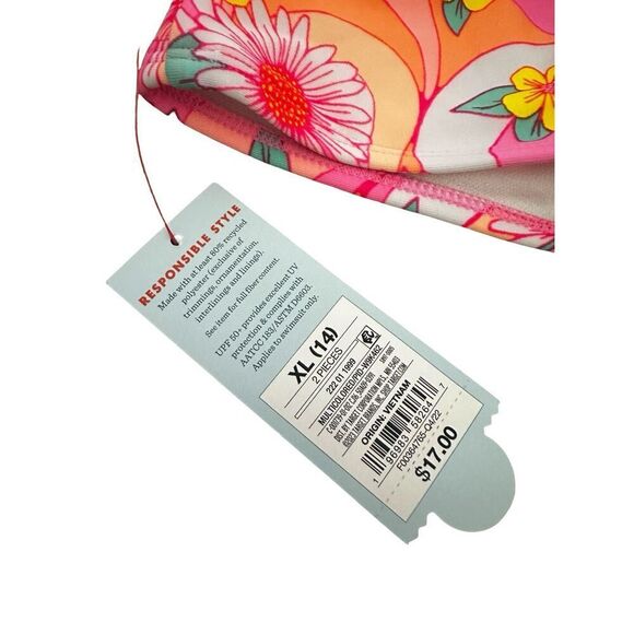 Cat & Jack Girls Floral Swim Top Floral Multicolored Size XL(14) - Picture 3 of 3